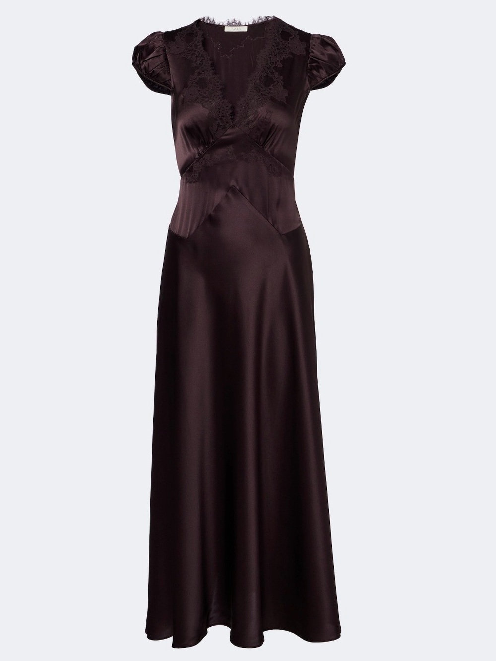 Doen- Coraline Lace Silk Midi Dress in Chocolate